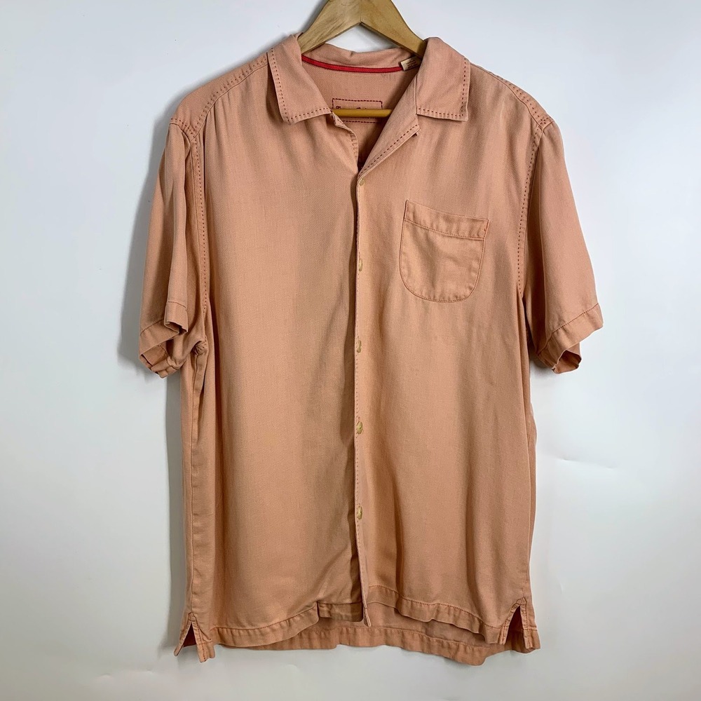 Tommy Bahama Mens 100% Silk Short Sleeve Casual Button Up Shirt Size‎ L